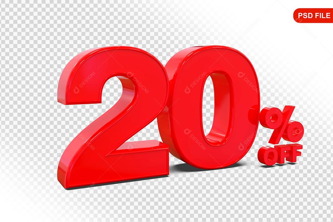 Desconto 20% Colorido Elemento 3D Para Composição PSD