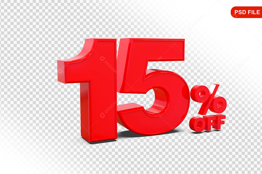 Desconto 15% Colorido Elemento 3D Para Composição PSD