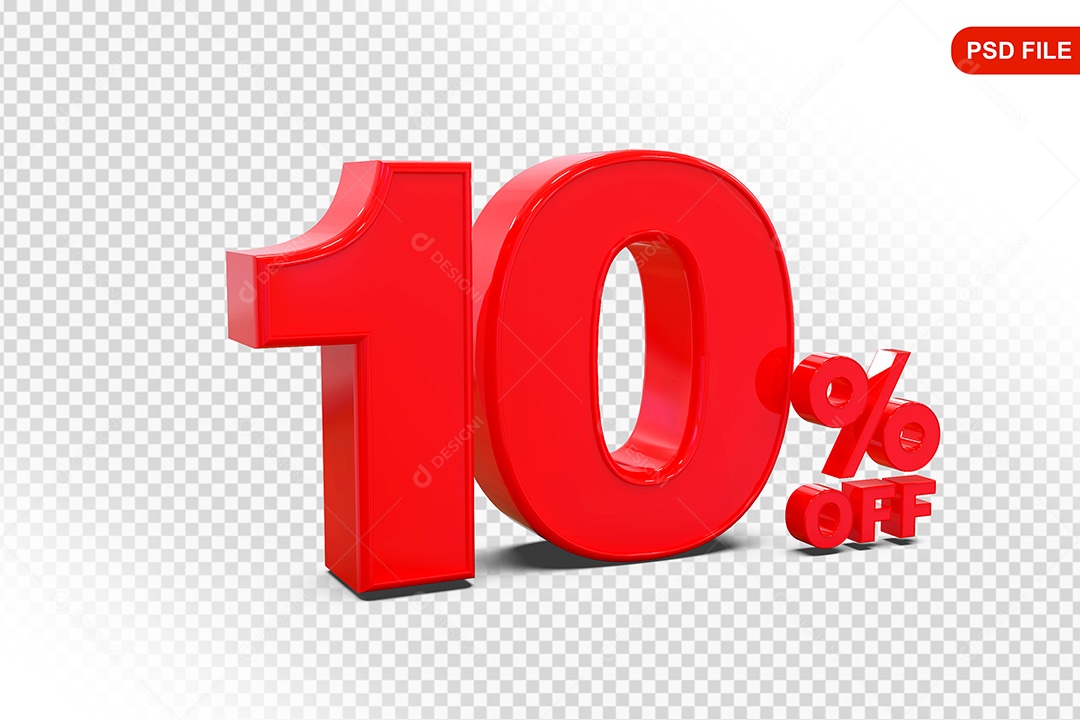 Desconto 10% Colorido Elemento 3D Para Composição PSD