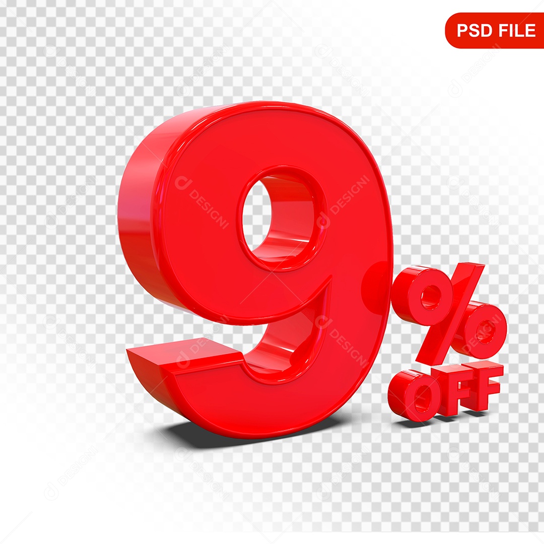 Desconto 9% Colorido Elemento 3D Para Composição PSD