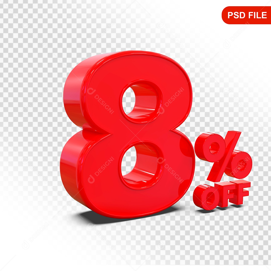 Desconto 8% Colorido Elemento 3D Para Composição PSD