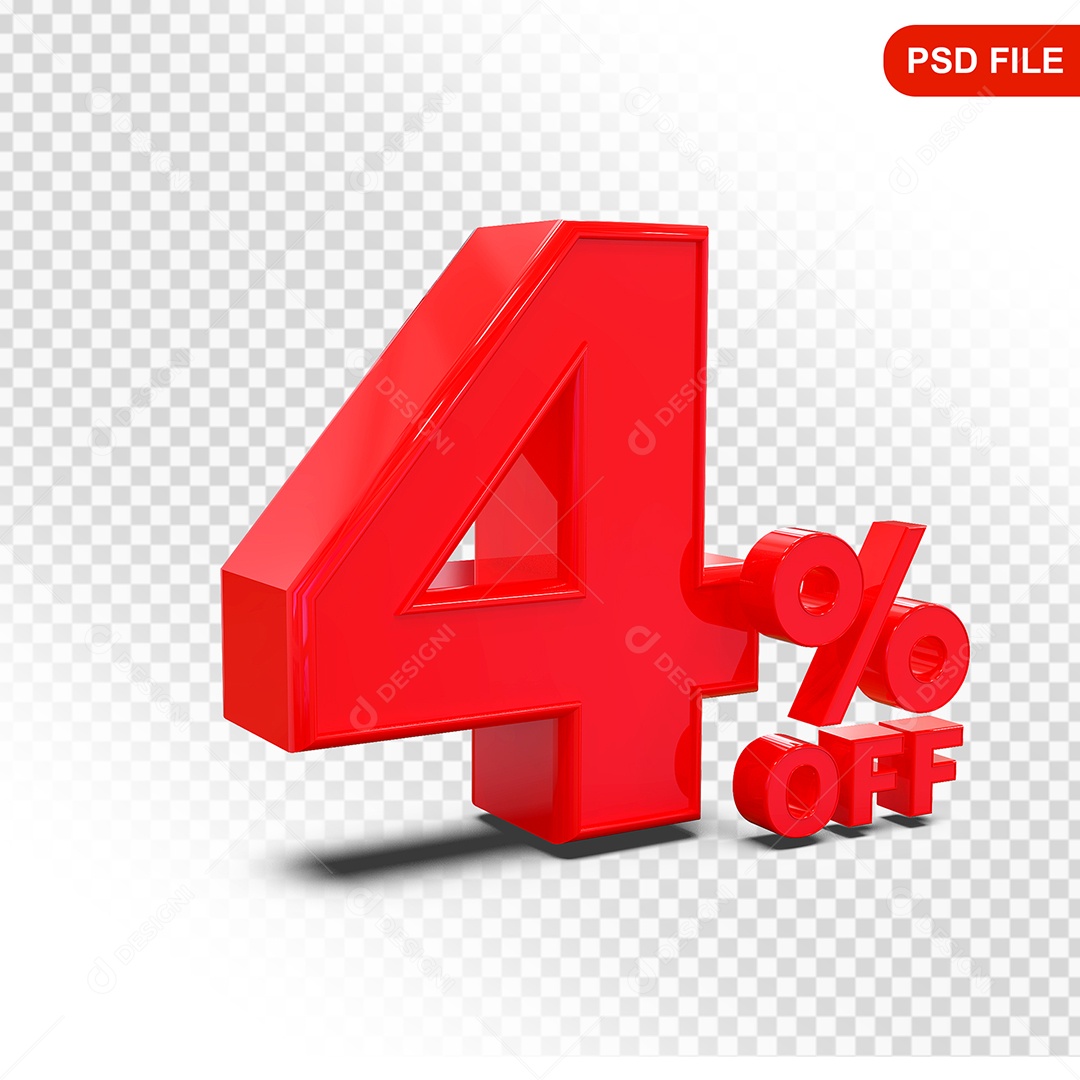 Desconto 4% Colorido Elemento 3D Para Composição PSD