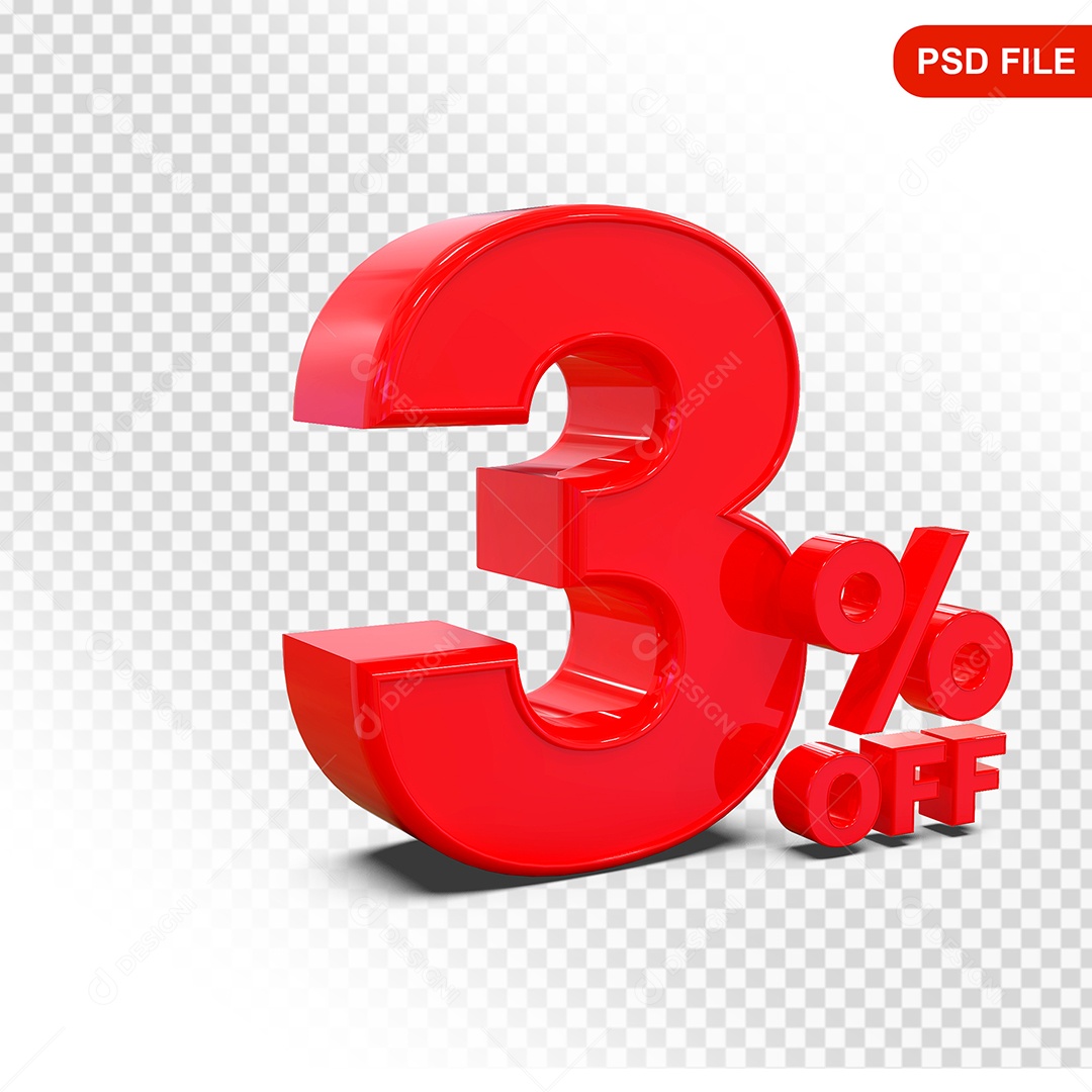 Desconto 3% Colorido Elemento 3D Para Composição PSD