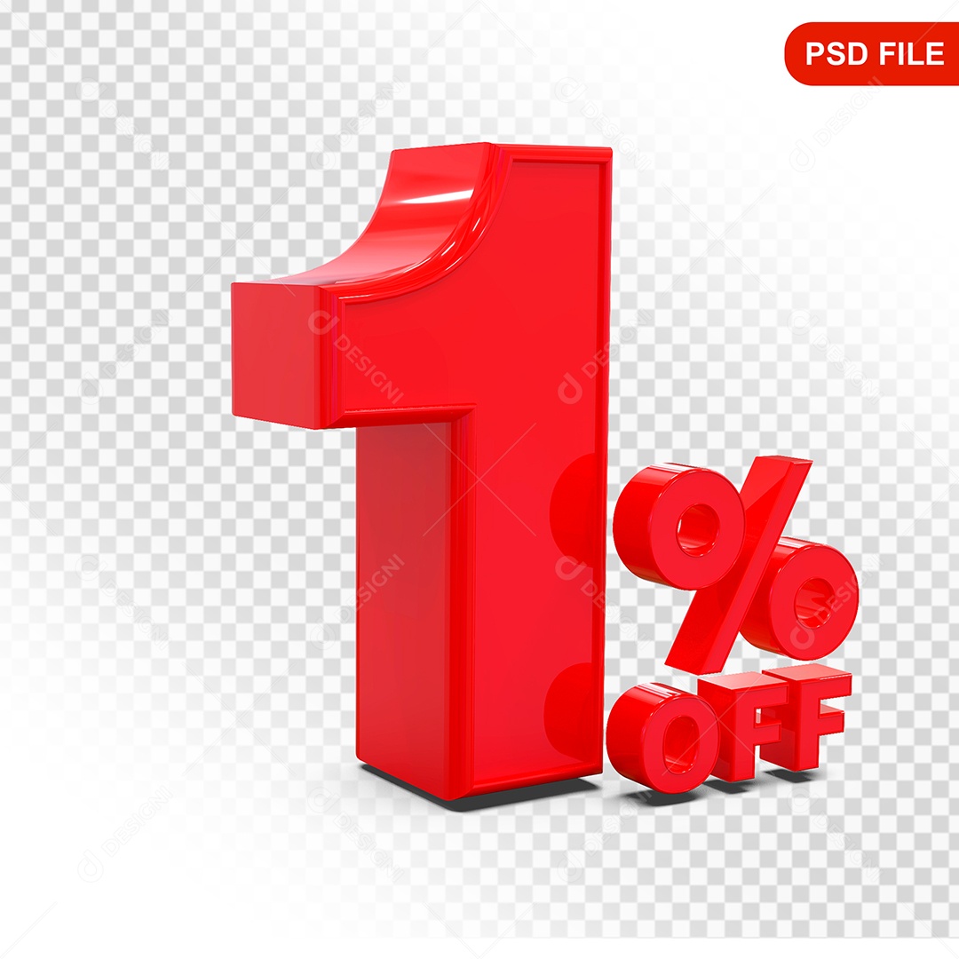 Desconto 1% Colorido Elemento 3D Para Composição PSD