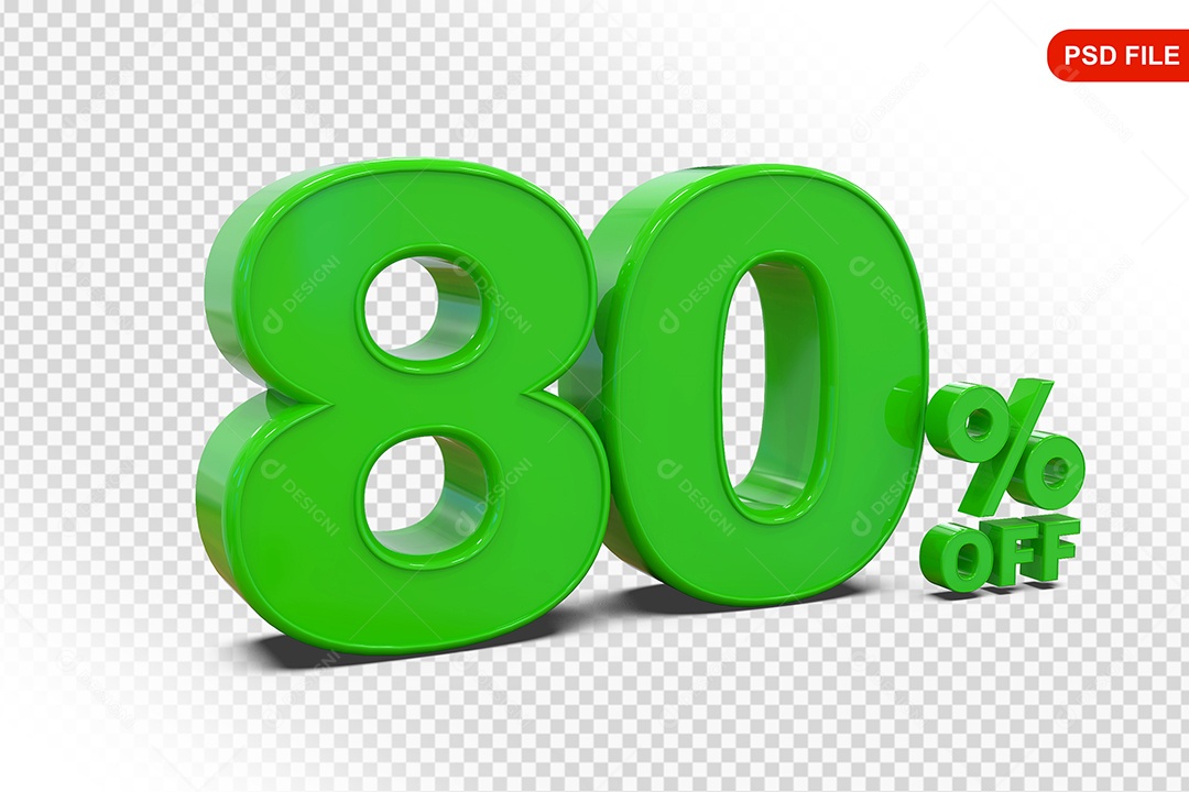 Desconto 80% Colorido Elemento 3D Para Composição PSD
