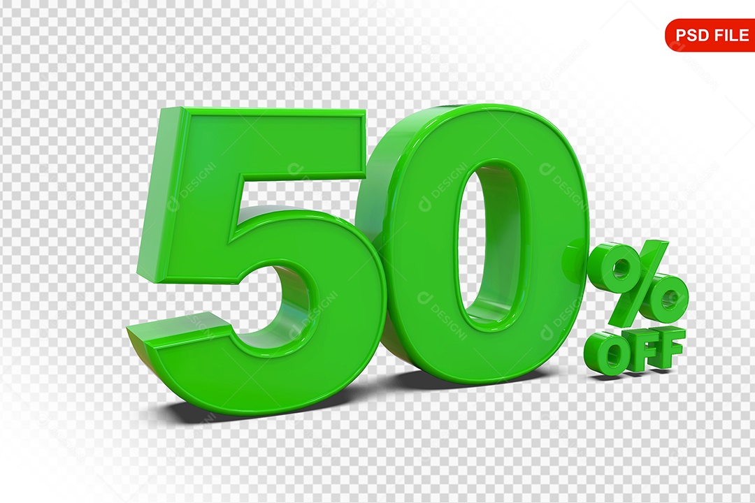 Desconto 50% Colorido Elemento 3D Para Composição PSD