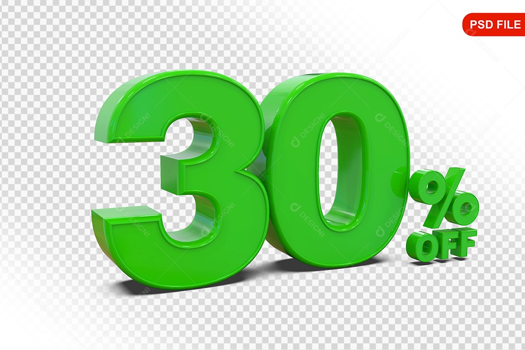 Desconto 30% Colorido Elemento 3D Para Composição PSD