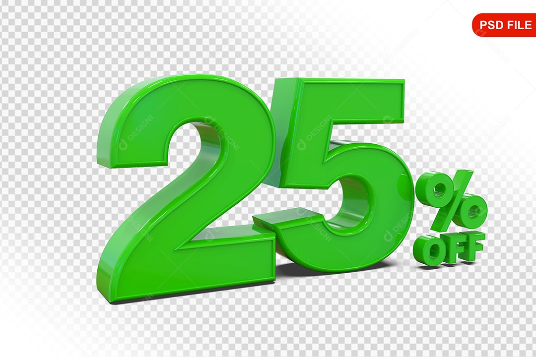 Desconto 25% Colorido Elemento 3D Para Composição PSD