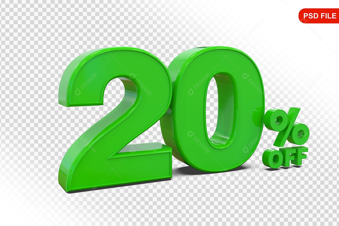 Desconto 20% Colorido Elemento 3D Para Composição PSD