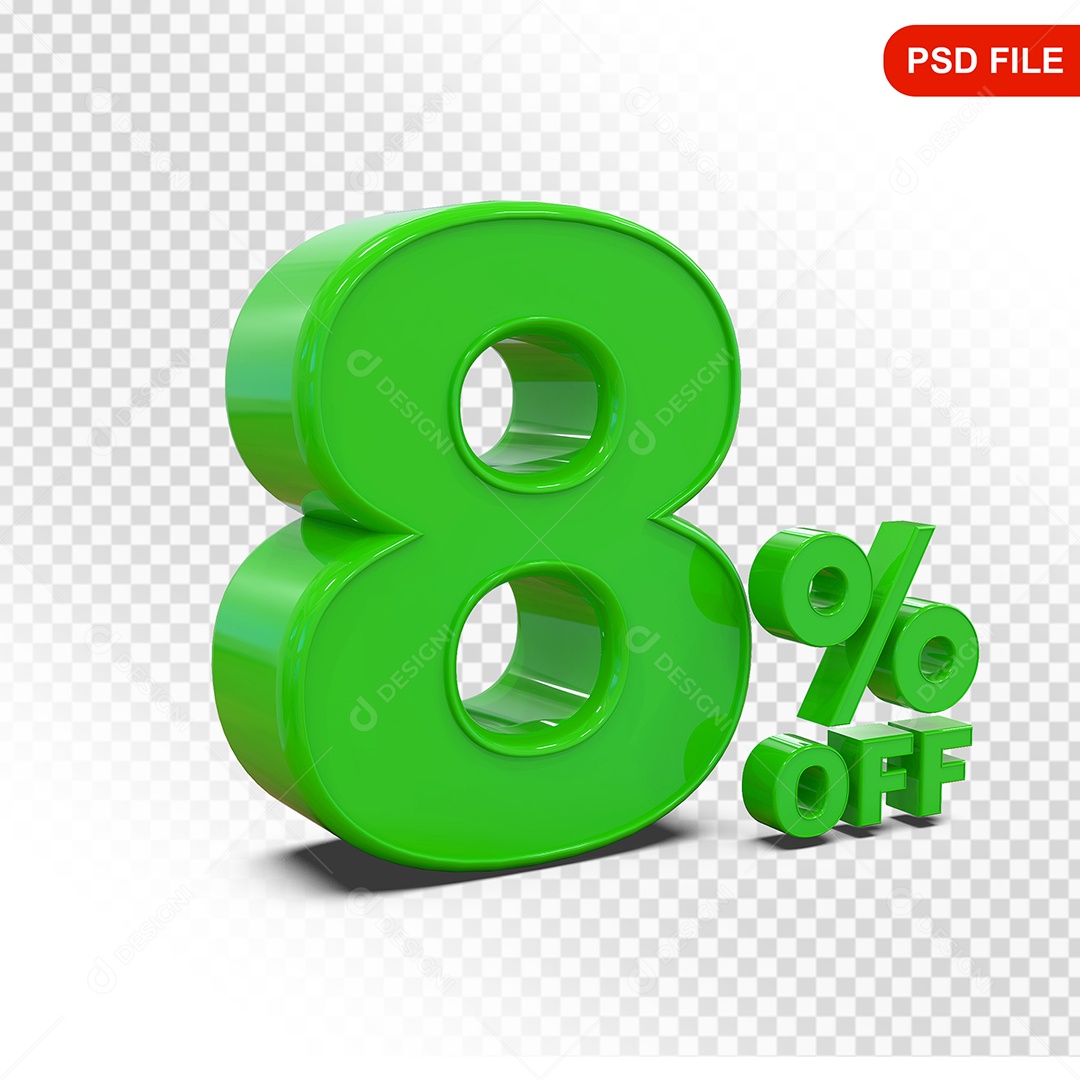Desconto 8% Colorido Elemento 3D Para Composição PSD