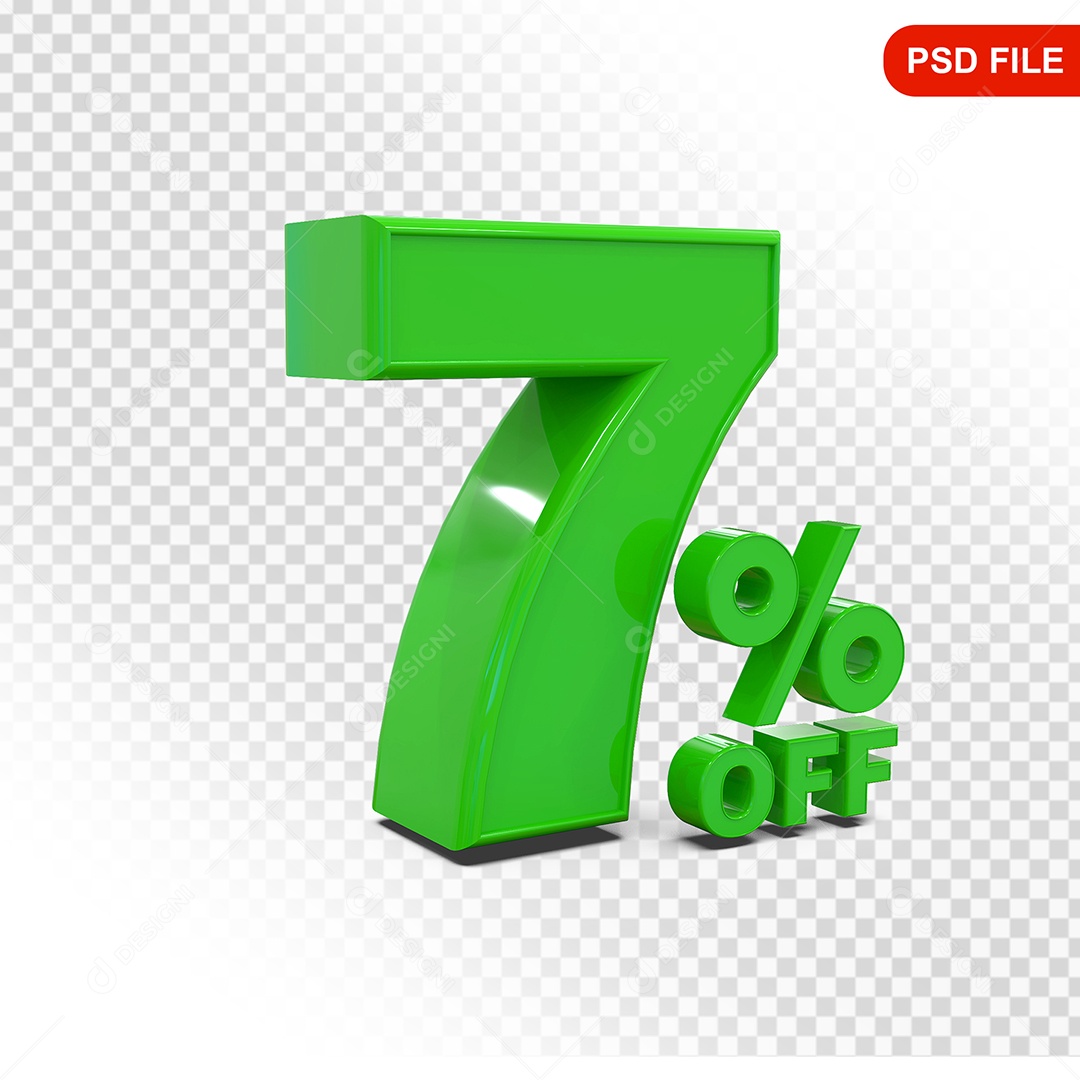 Desconto 7% Colorido Elemento 3D Para Composição PSD