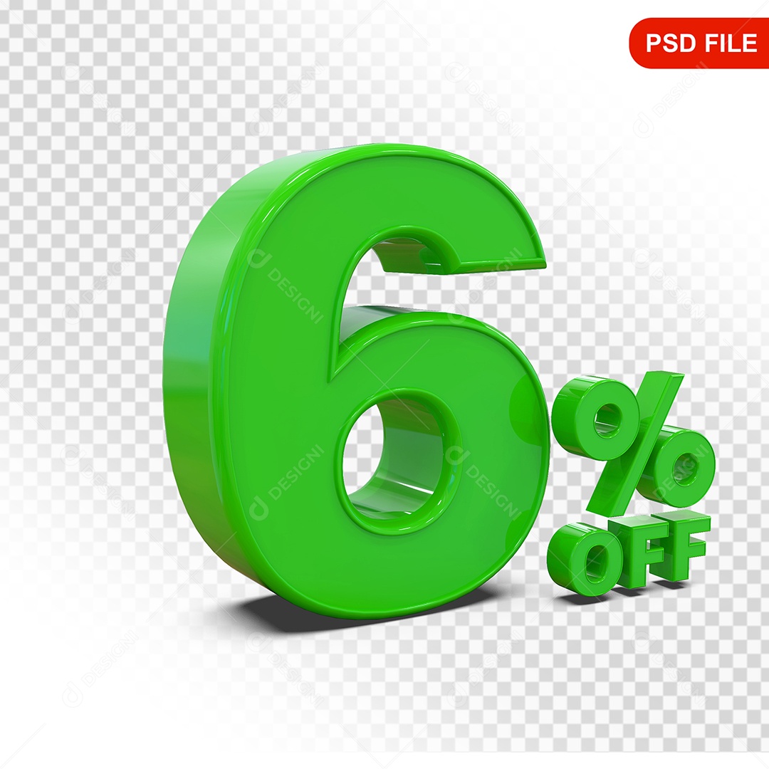 Desconto 6% Colorido Elemento 3D Para Composição PSD