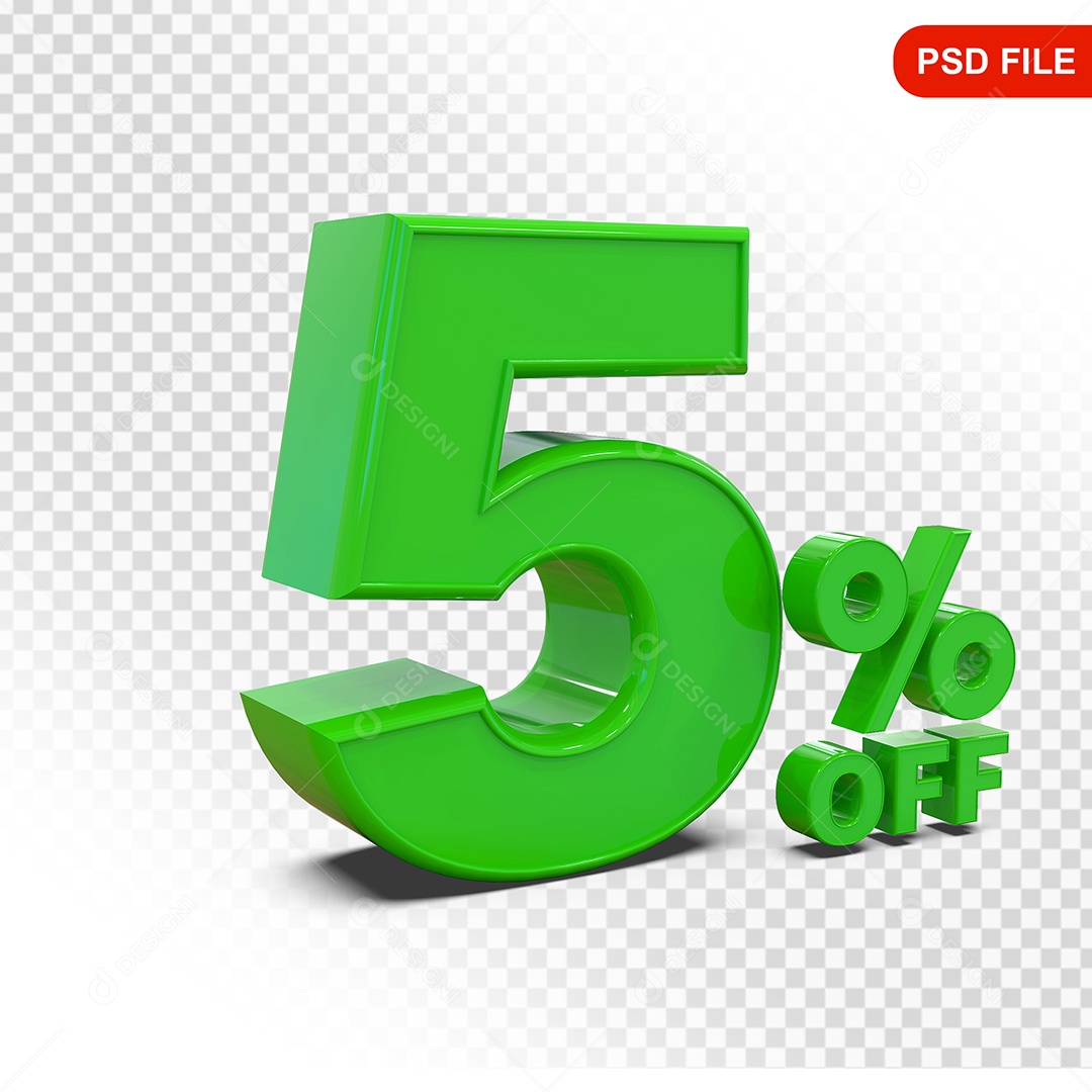 Desconto 5% Colorido Elemento 3D Para Composição PSD
