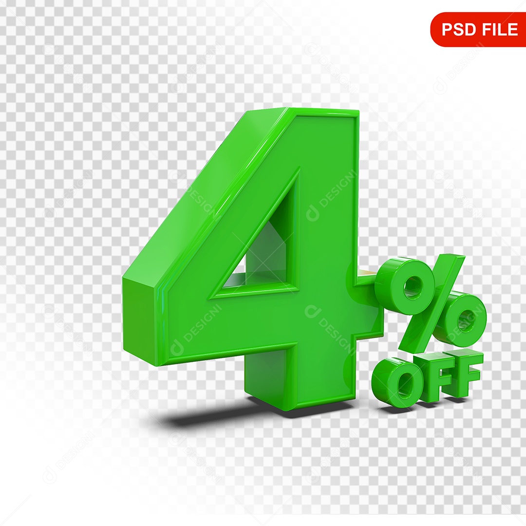 Desconto 4% Colorido Elemento 3D Para Composição PSD