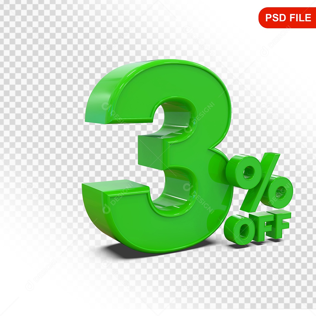 Desconto 3% Colorido Elemento 3D Para Composição PSD