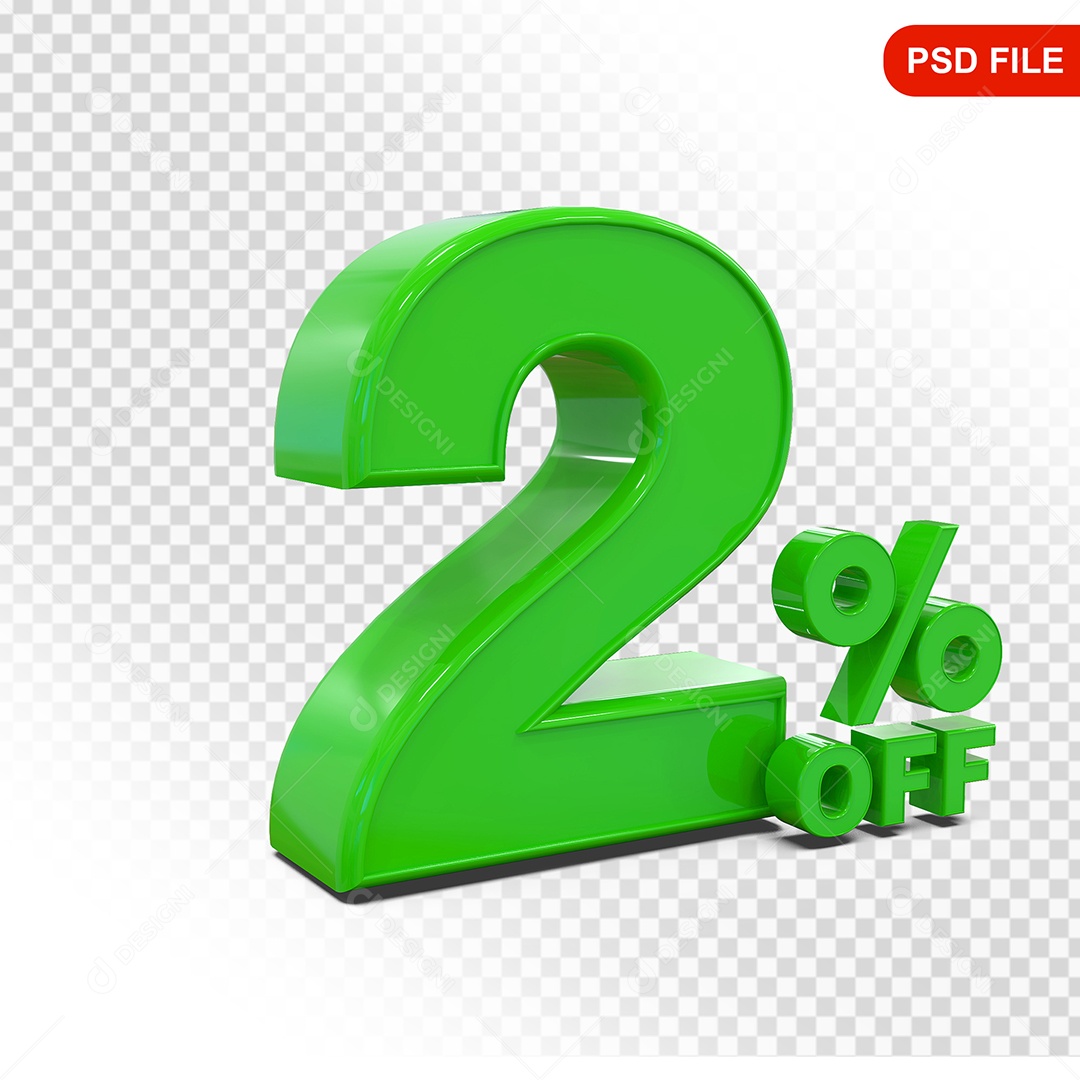 Desconto 2% Colorido Elemento 3D Para Composição PSD