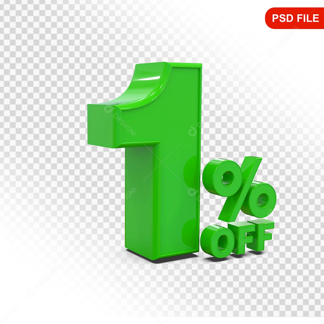 Desconto 1% Colorido Elemento 3D Para Composição PSD