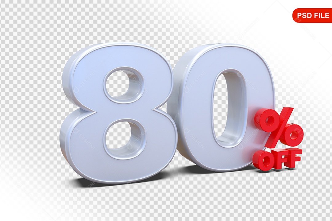 Desconto 80% Colorido Elemento 3D Para Composição PSD