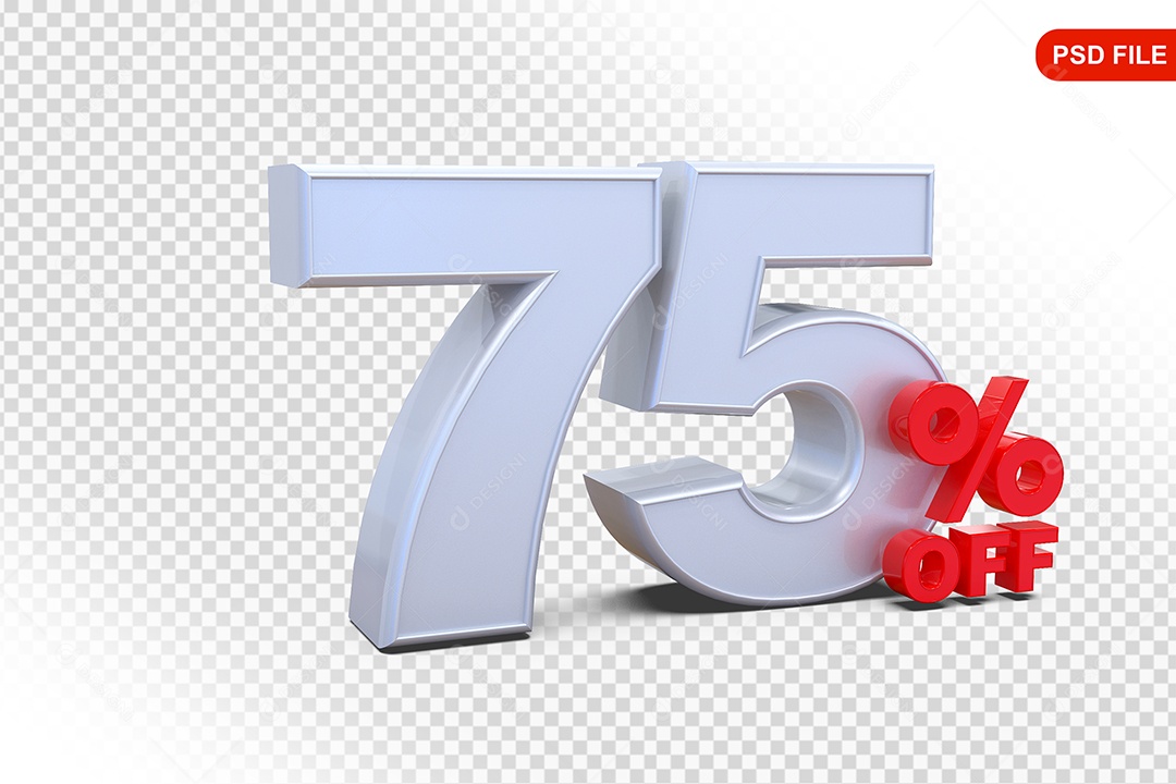 Desconto 75% Colorido Elemento 3D Para Composição PSD