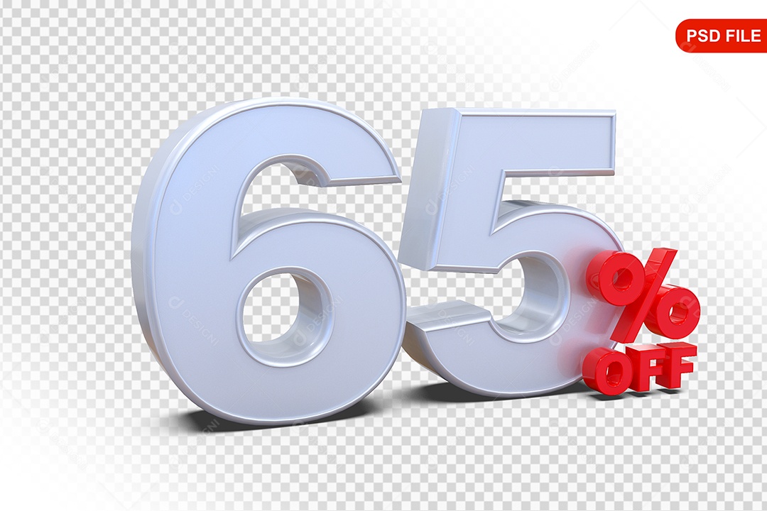 Desconto 65% Colorido Elemento 3D Para Composição PSD