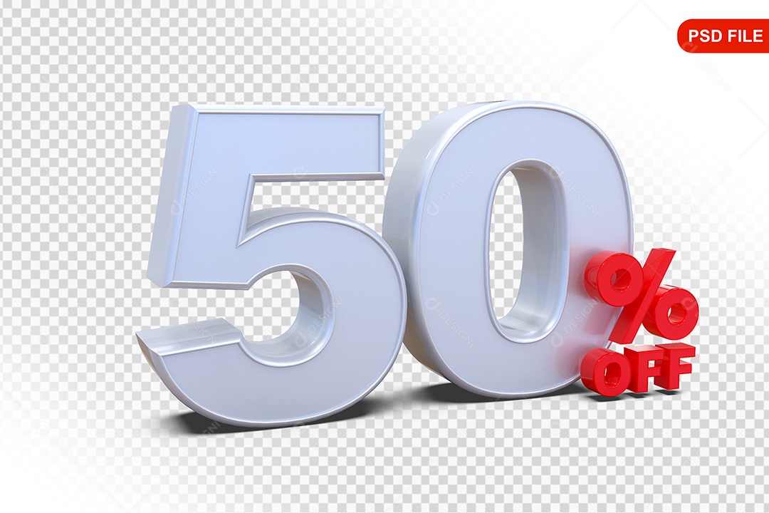 Desconto 50% Colorido Elemento 3D Para Composição PSD