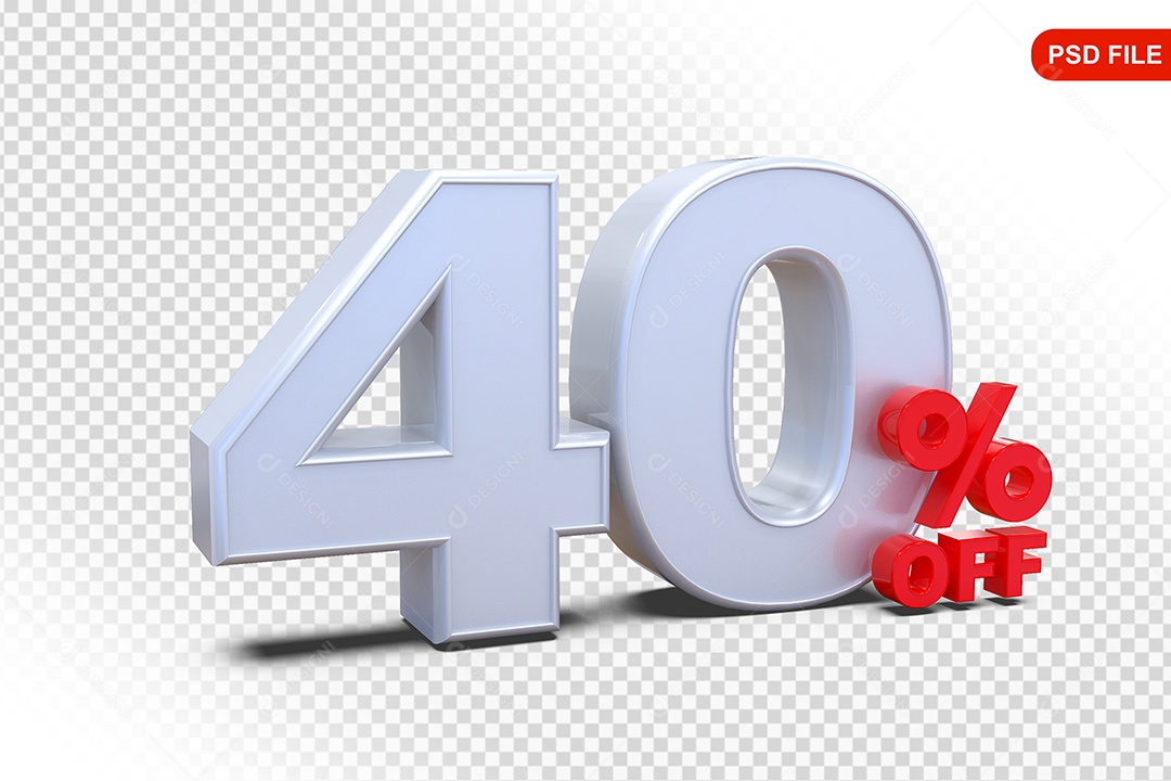Desconto 40% Colorido Elemento 3D Para Composição PSD