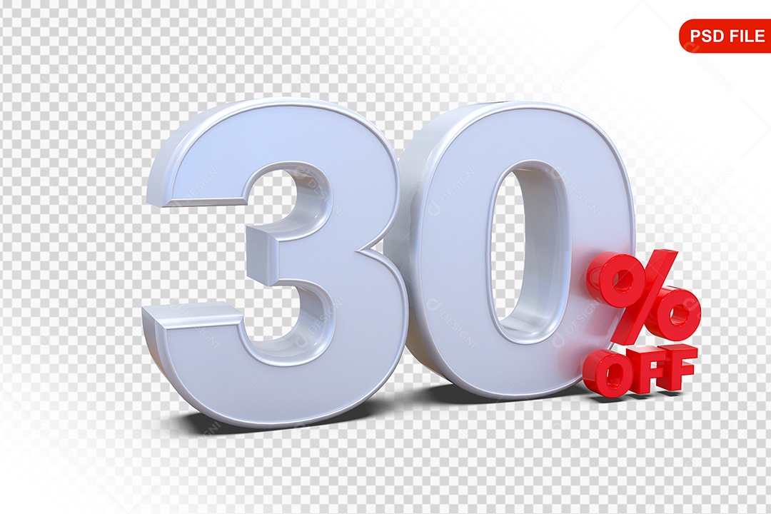 Desconto 30% Colorido Elemento 3D Para Composição PSD