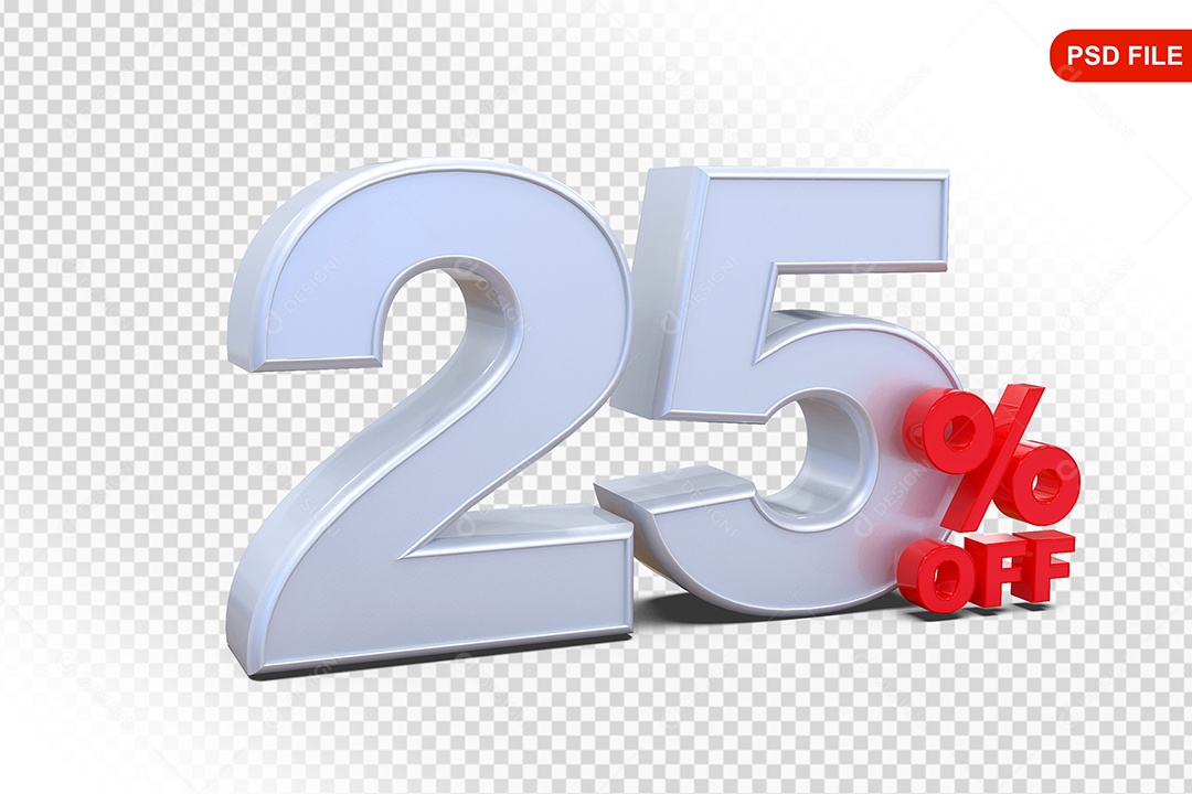 Desconto 25% Colorido Elemento 3D Para Composição PSD