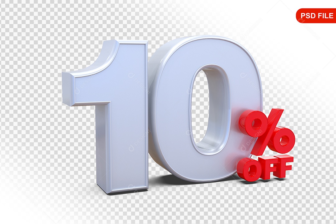 Desconto 10% Colorido Elemento 3D Para Composição PSD