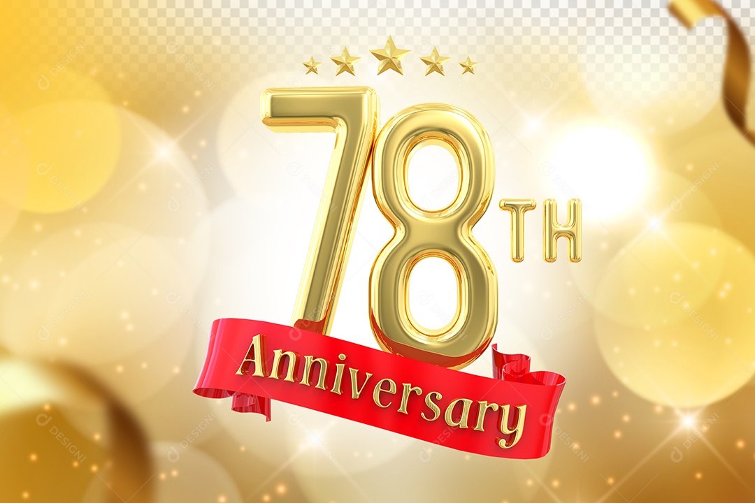 Elemento 3D Número de Aniversário 78 Para Composição PSD