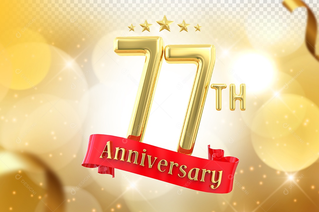 Elemento 3D Número de Aniversário 77 Para Composição PSD