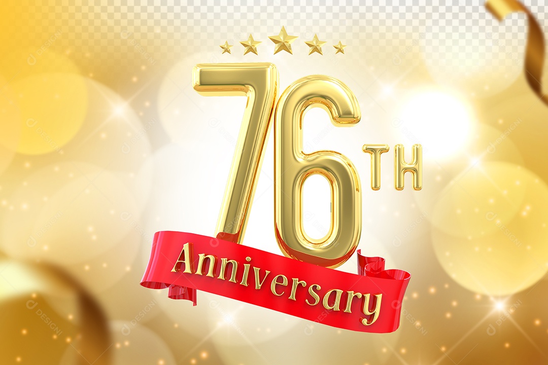 Elemento 3D Número de Aniversário 76 Para Composição PSD