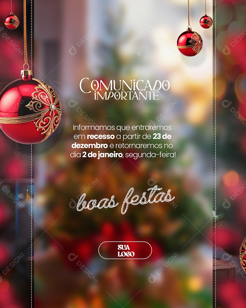 Comunicado Importante Feliz Natal Social Media PSD Editável