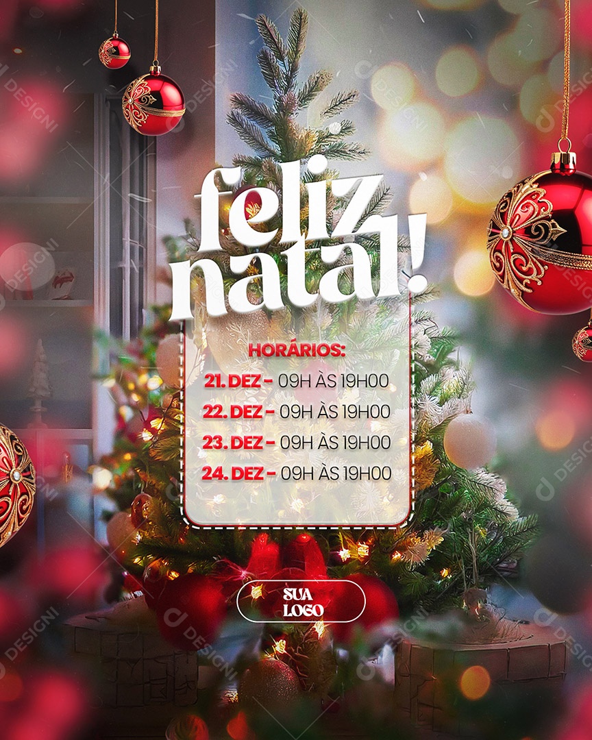 Horário de Funcionamento Feliz Natal Social Media PSD Editável