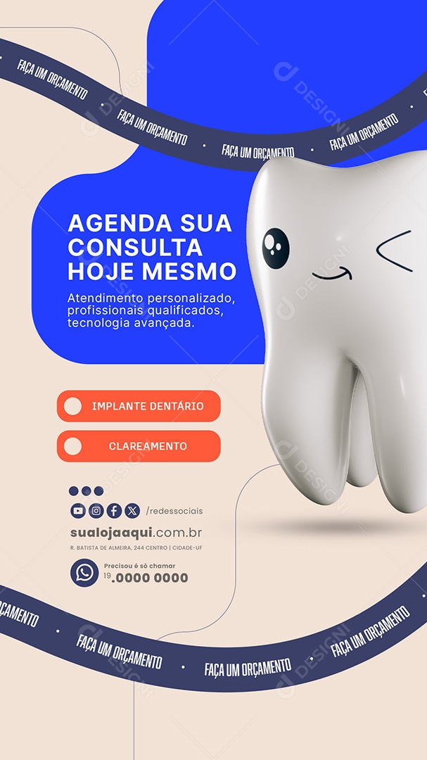 Story Dentista Agenda sua Consulta Hoje Mesmo Social Media PSD Editável