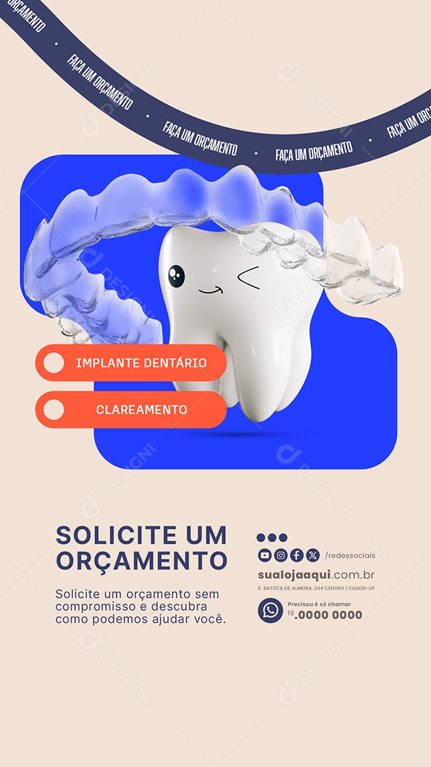 Story Dentista Solicite um Orçamento Social Media PSD Editável