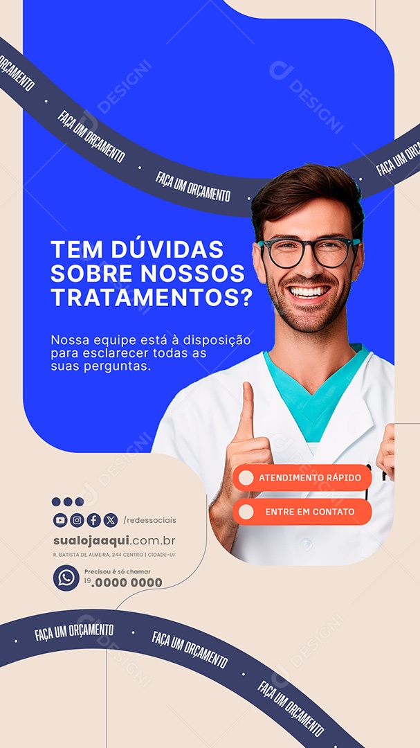 Story Dentista Tem Dúvidas Sobre nossos Tratamentos Social Media PSD Editável