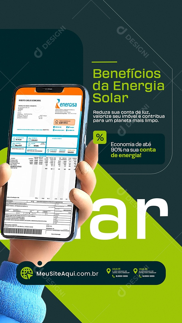 Story Social Media Benefícios da Energia Solar PSD Editável