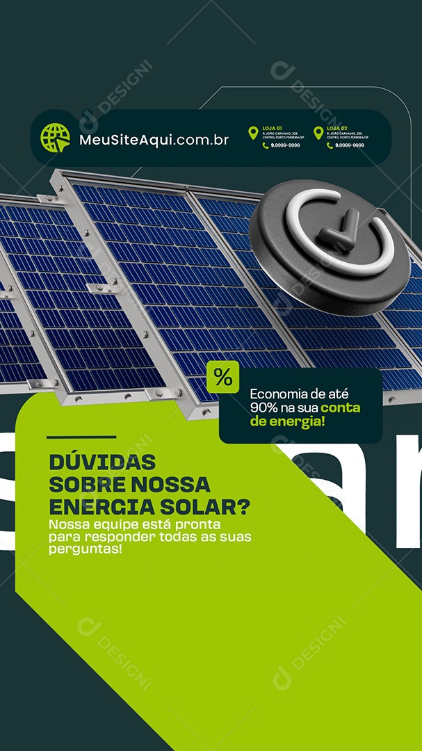 Story Dúvidas Sobre Energia Solar Social Media PSD Editável
