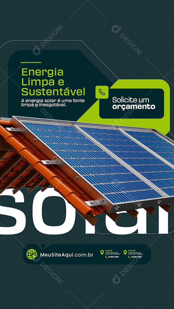 Story Energia Solar Energia Limpa e Sustentável Social Media PSD Editável
