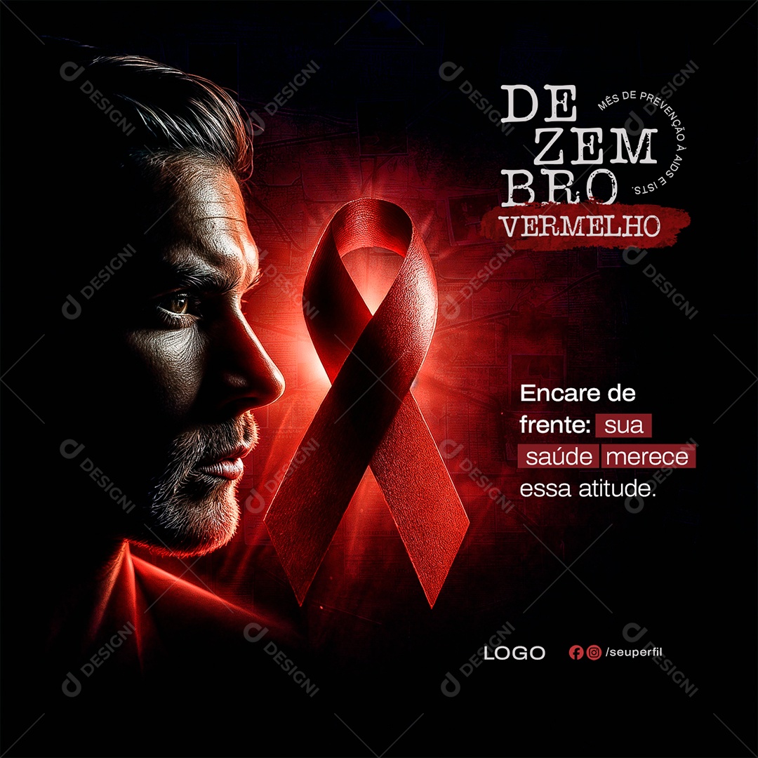 Dezembro Vermelho A Saúde Está na Sua Mão Social Media PSD Editável