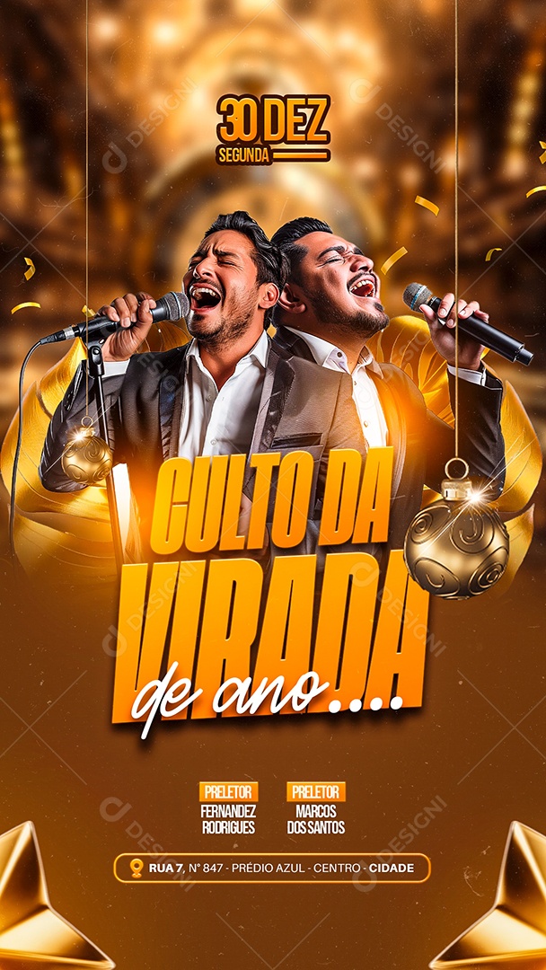 Story Flyer Gospel Culto da Virada de Ano Social Media PSD Editável