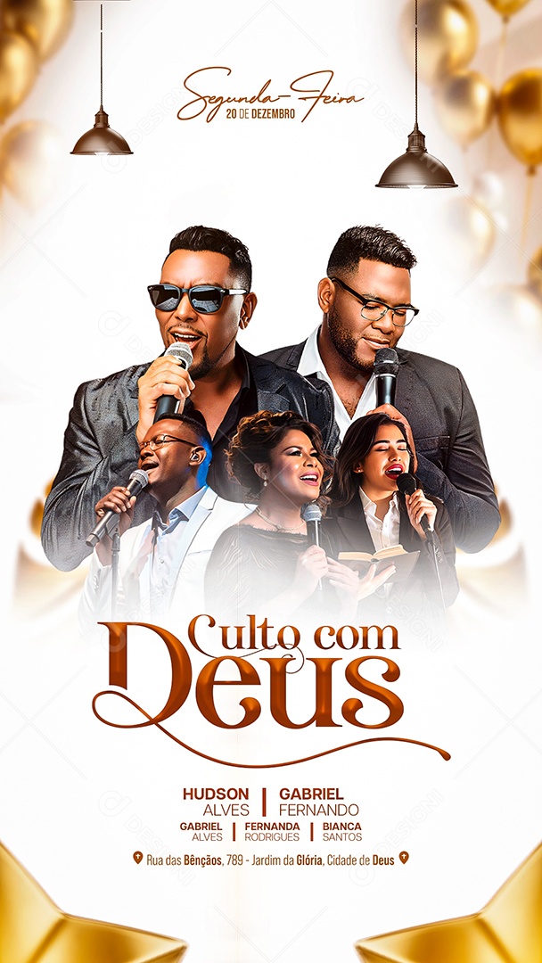 Story Flyer Culto Com Deus Social Media PSD Editável