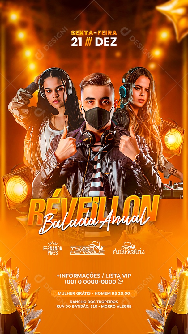 Story Flyer Réveillon Balada Anual Social Media PSD Editável