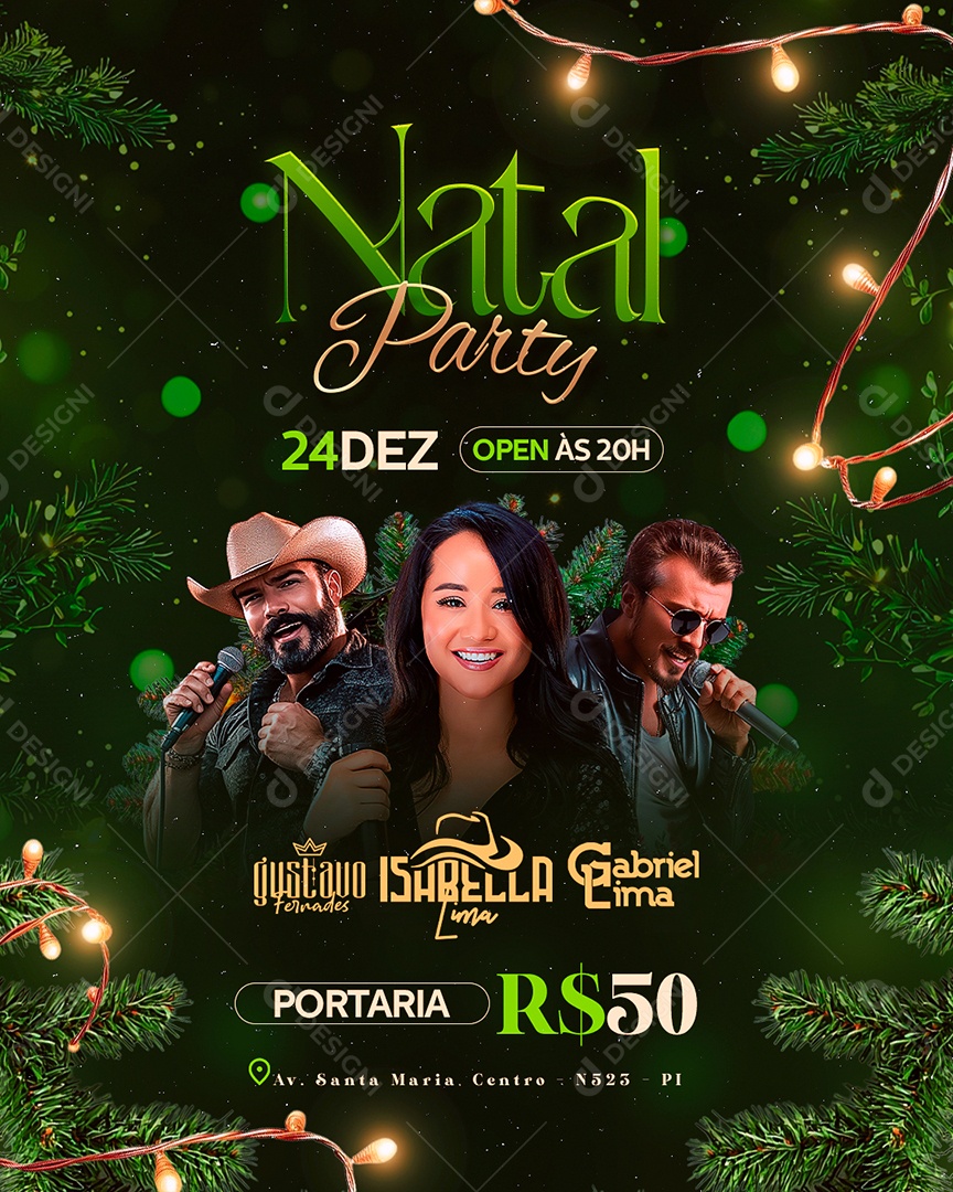 Flyer Natal Party Social Media PSD Editável