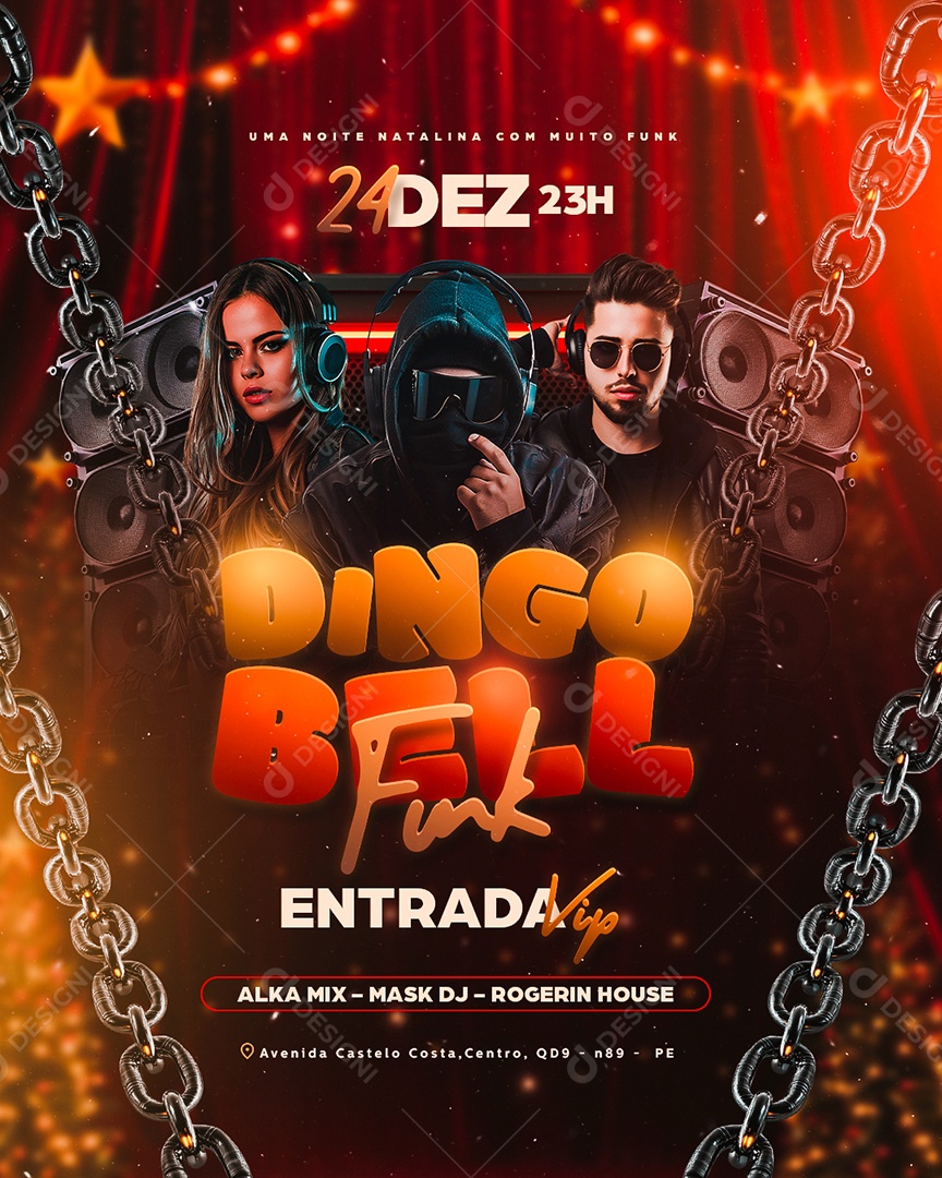 Flyer Dingo Bell Funk Social Media PSD Editável