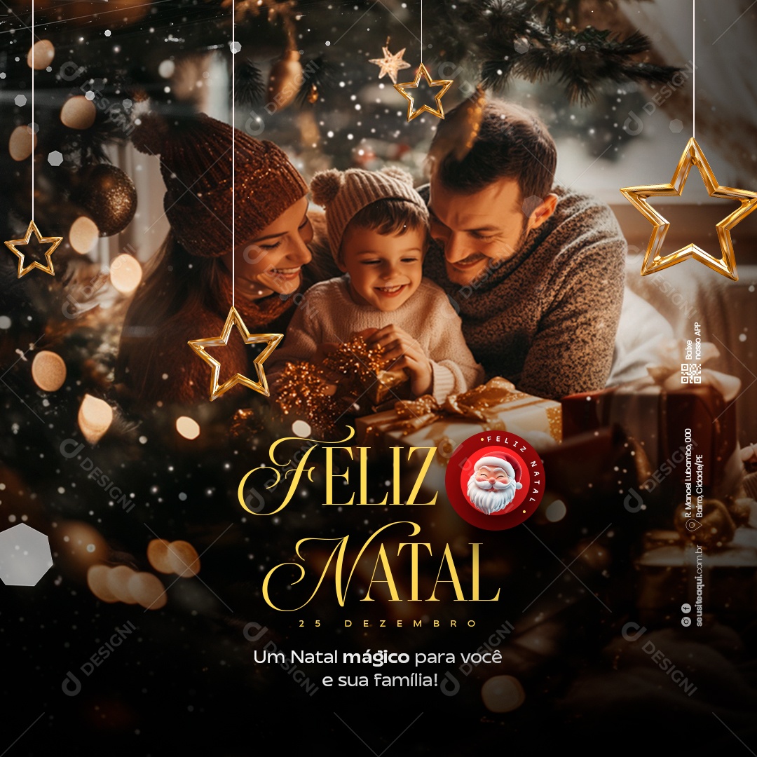 Feliz Natal 25 de Dezembro Social Media PSD Editável