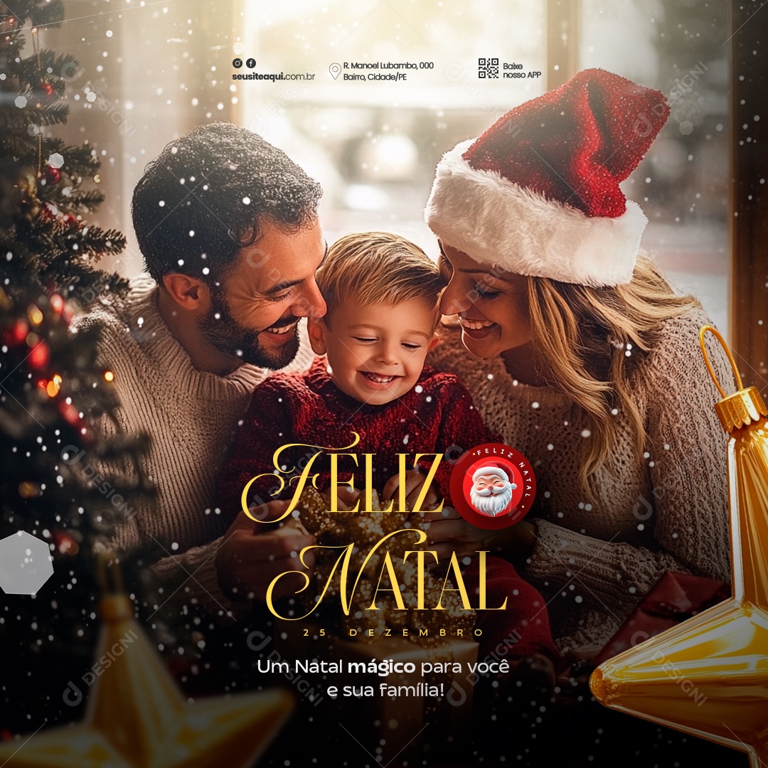 Feliz Natal 25 de Dezembro Boas Festas Social Media PSD Editável