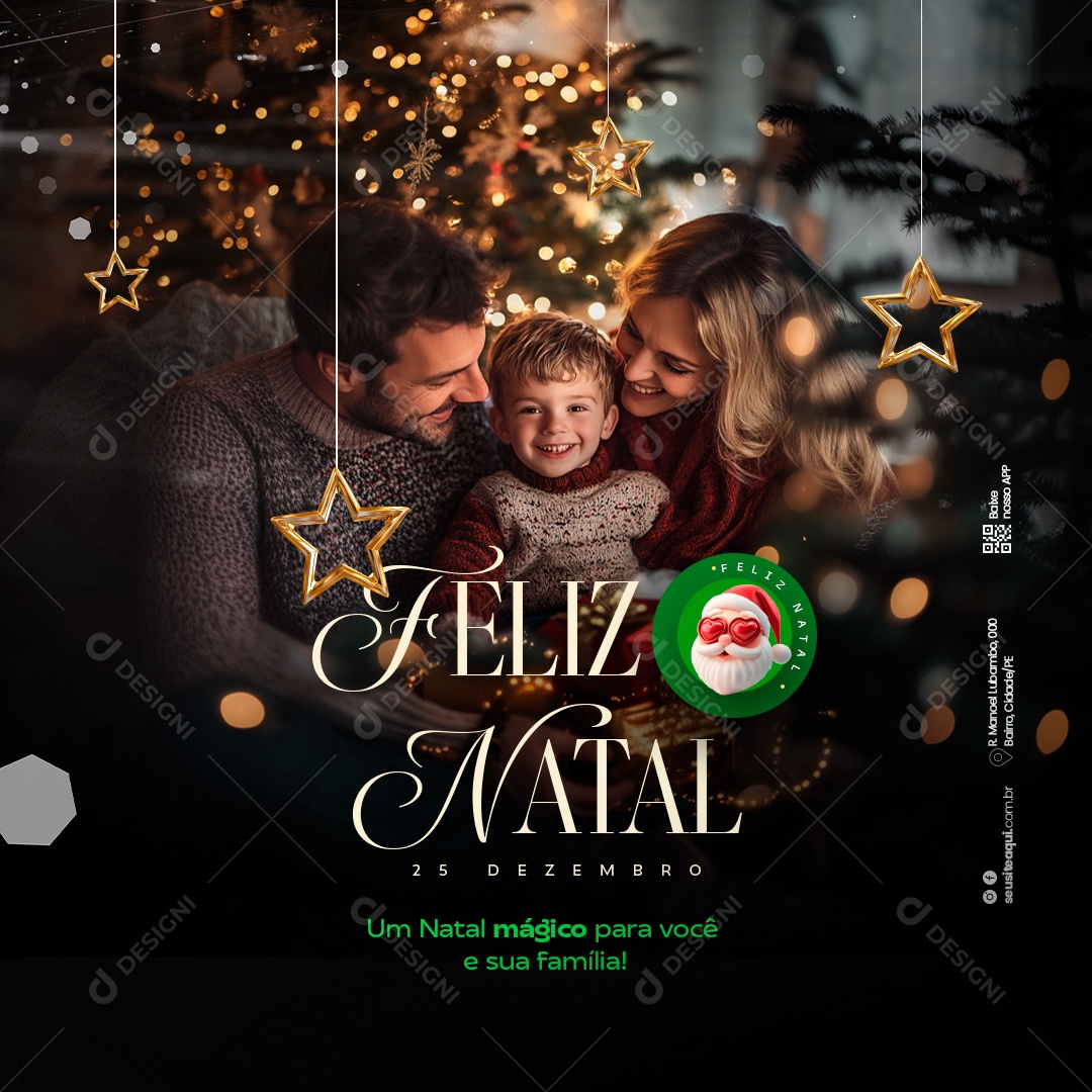 Feliz Natal 25 de Dezembro Um natal Mágico Social Media PSD Editável