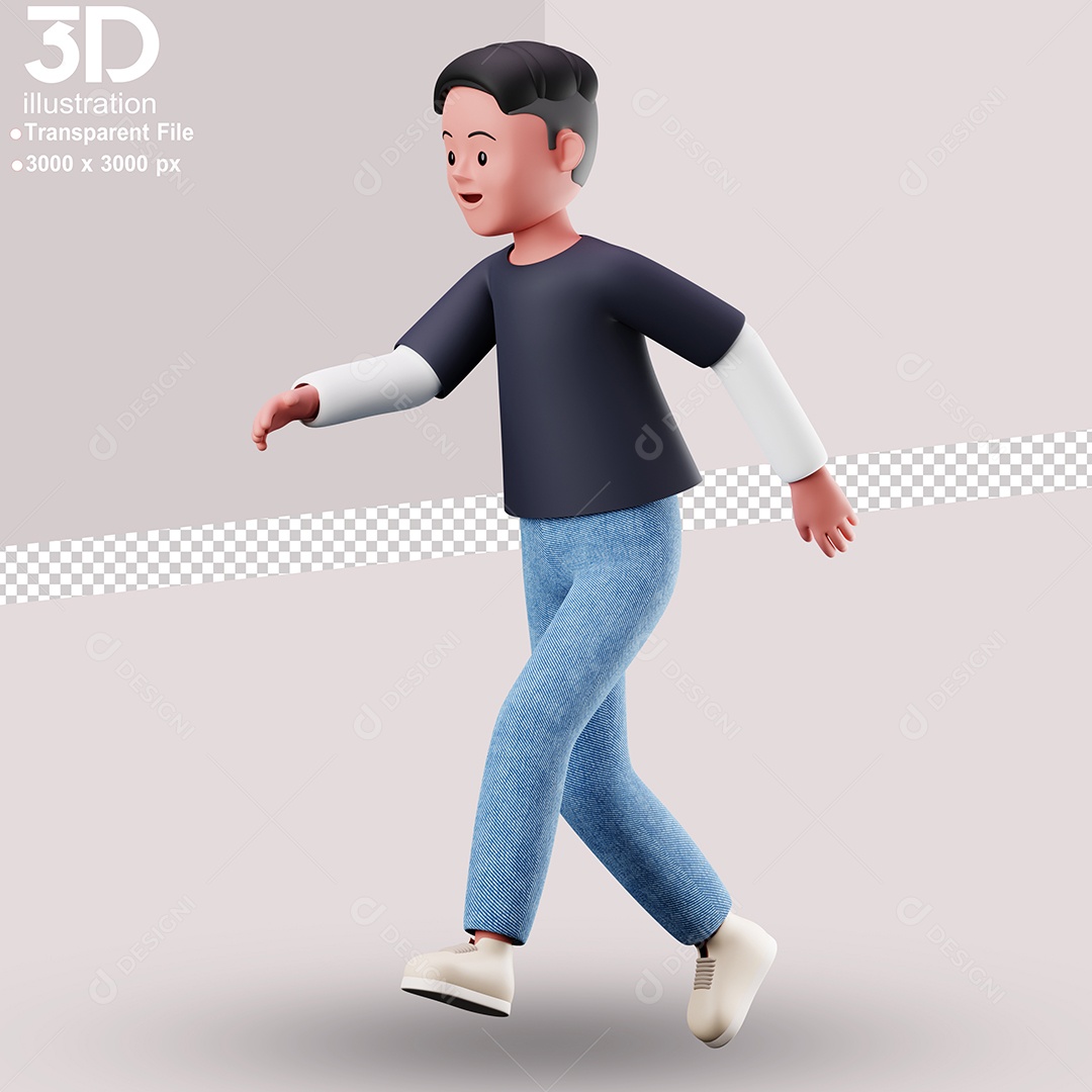 Personagem Correndo Elemento 3D para Composição PSD